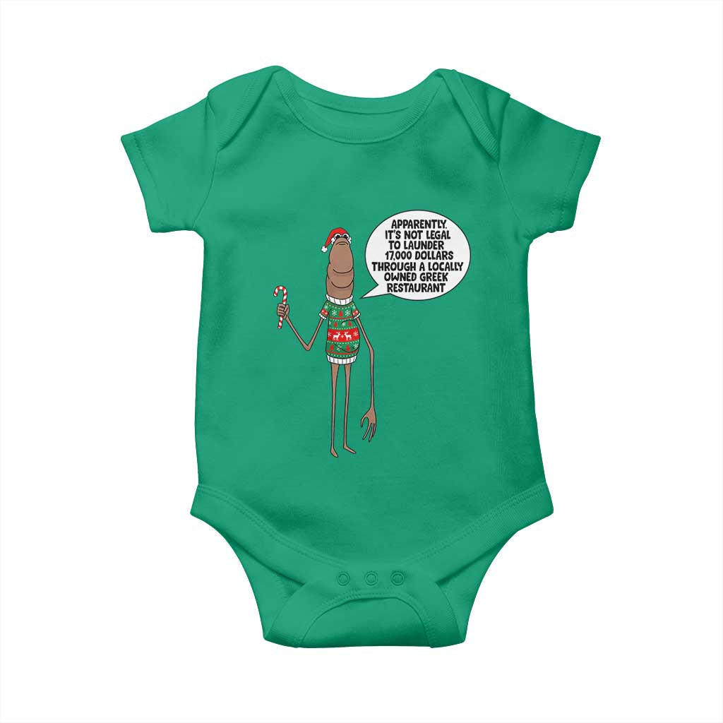 Marcus The Worm Christmas Meme Baby Onesie Locally Owned Greek Restaurant - Wonder Print Shop