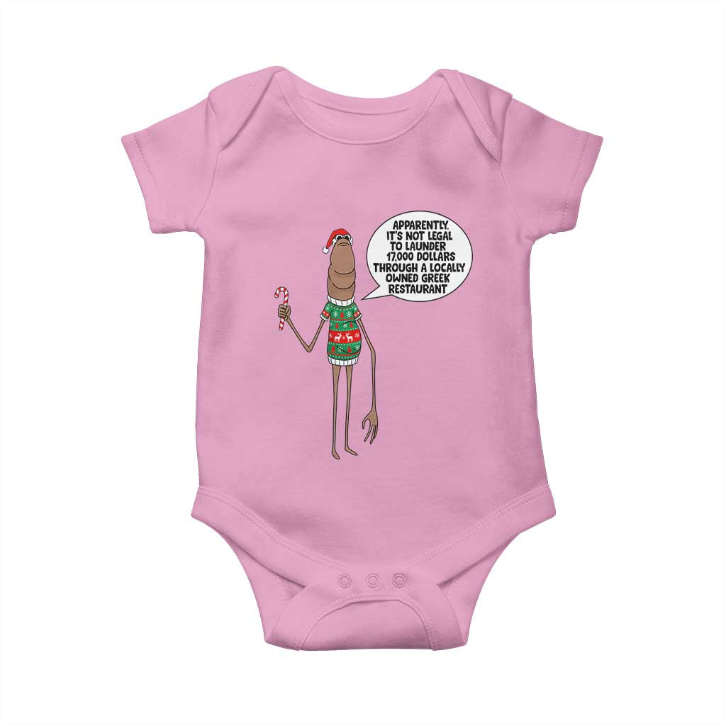 Marcus The Worm Christmas Meme Baby Onesie Locally Owned Greek Restaurant - Wonder Print Shop