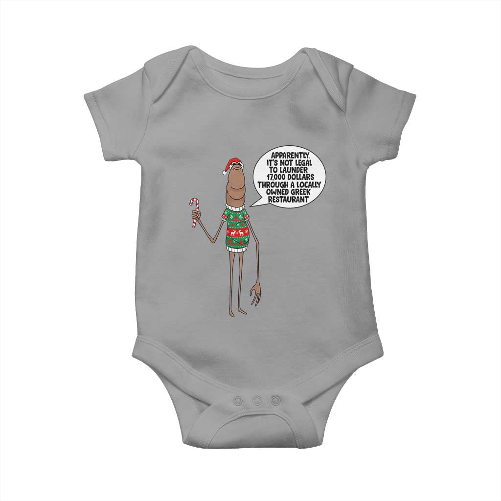 Marcus The Worm Christmas Meme Baby Onesie Locally Owned Greek Restaurant - Wonder Print Shop