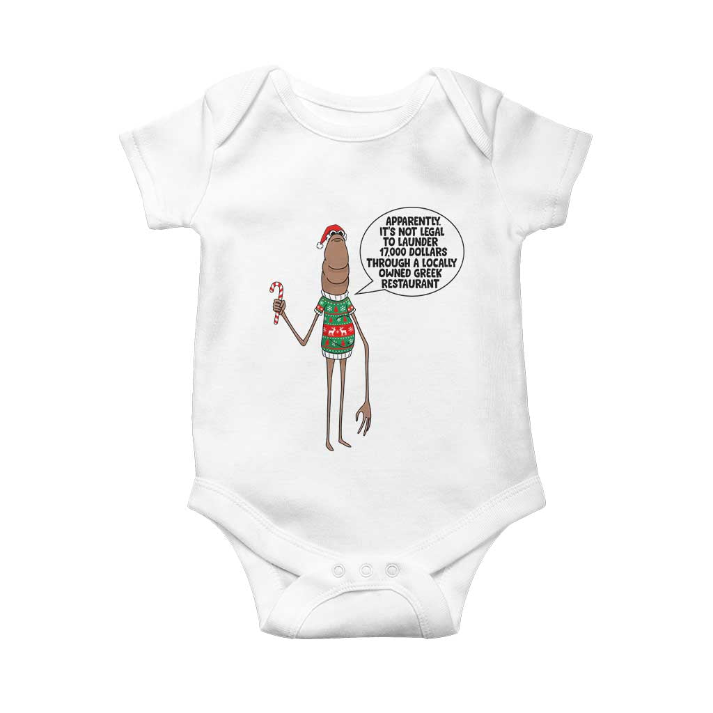 Marcus The Worm Christmas Meme Baby Onesie Locally Owned Greek Restaurant - Wonder Print Shop