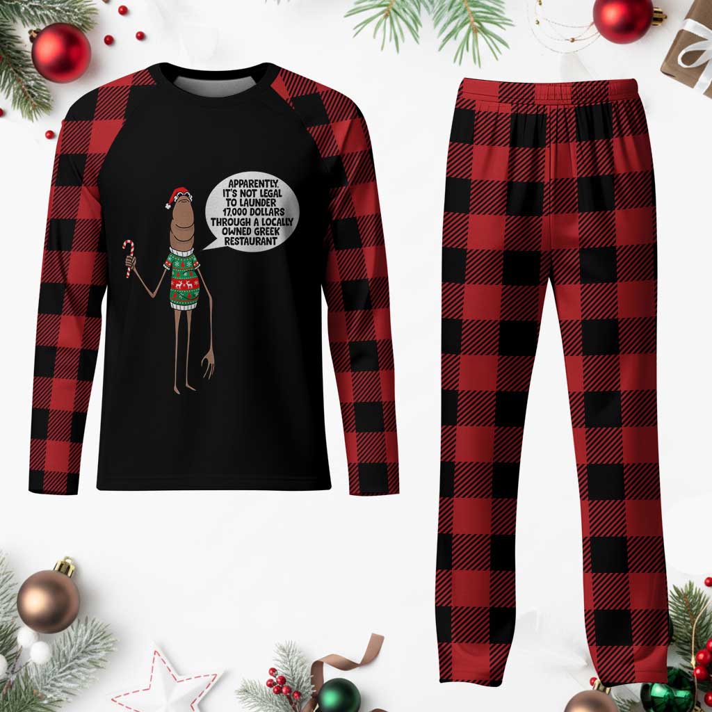 Marcus The Worm Christmas Meme Plaid Pajama Set Locally Owned Greek Restaurant - Wonder Print Shop
