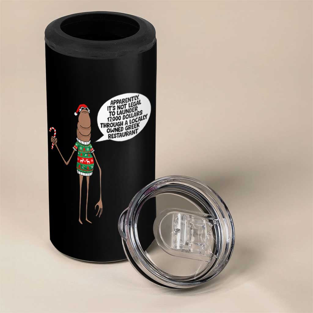 Marcus The Worm Christmas Meme 4 in 1 Can Cooler Tumbler Locally Owned Greek Restaurant - Wonder Print Shop