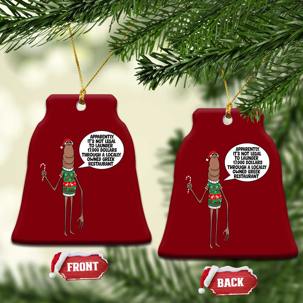 Marcus The Worm Christmas Meme Ceramic Ornament Locally Owned Greek Restaurant - Wonder Print Shop