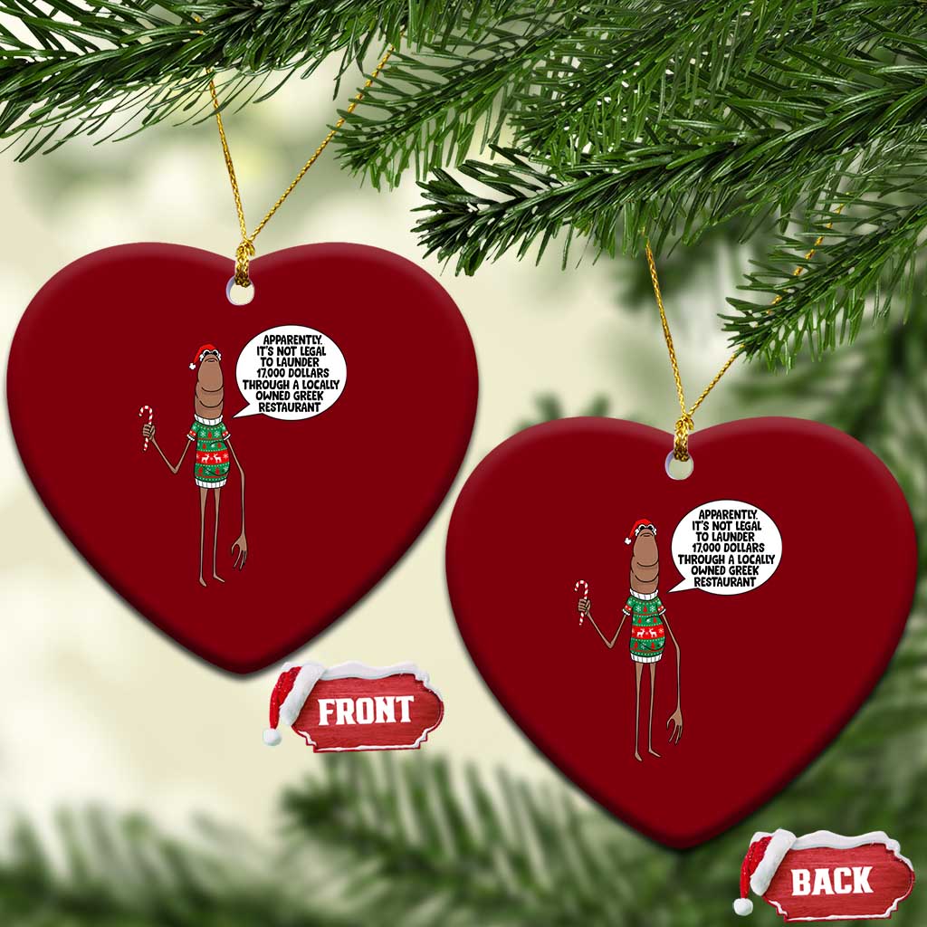 Marcus The Worm Christmas Meme Ceramic Ornament Locally Owned Greek Restaurant - Wonder Print Shop