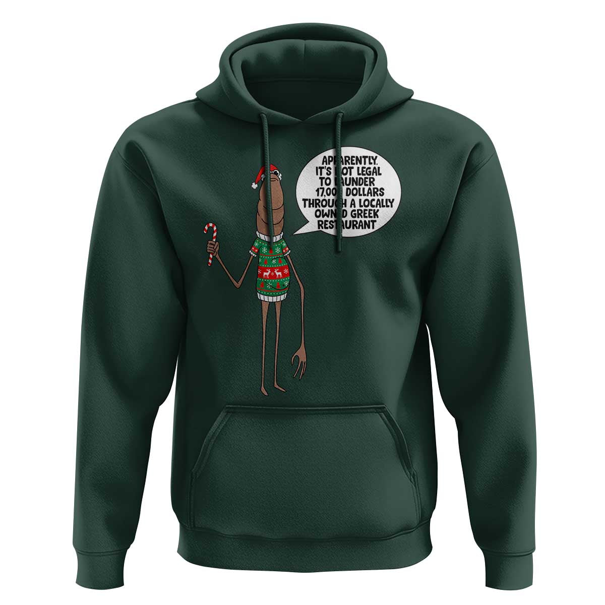 Marcus The Worm Christmas Meme Hoodie Locally Owned Greek Restaurant - Wonder Print Shop