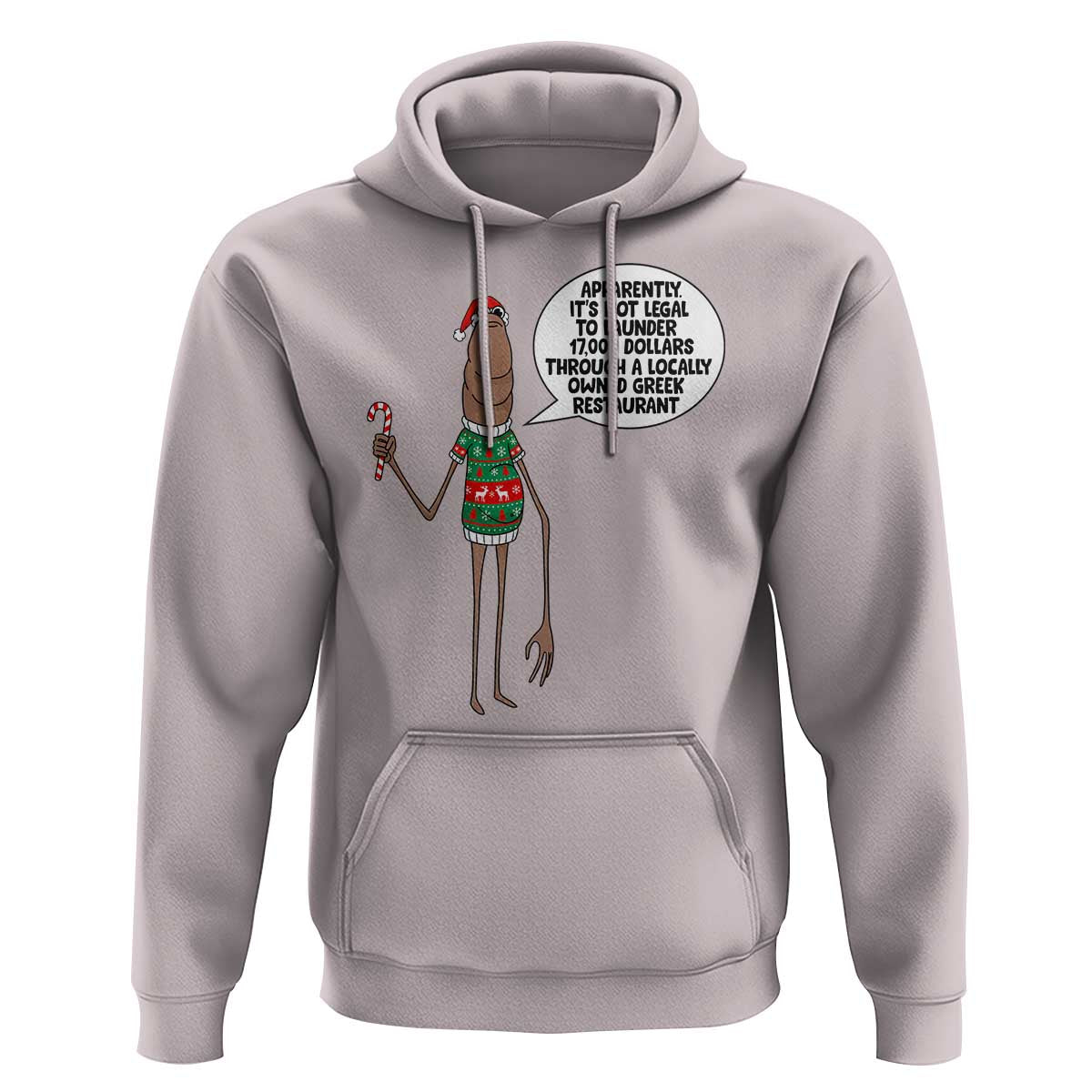 Marcus The Worm Christmas Meme Hoodie Locally Owned Greek Restaurant - Wonder Print Shop