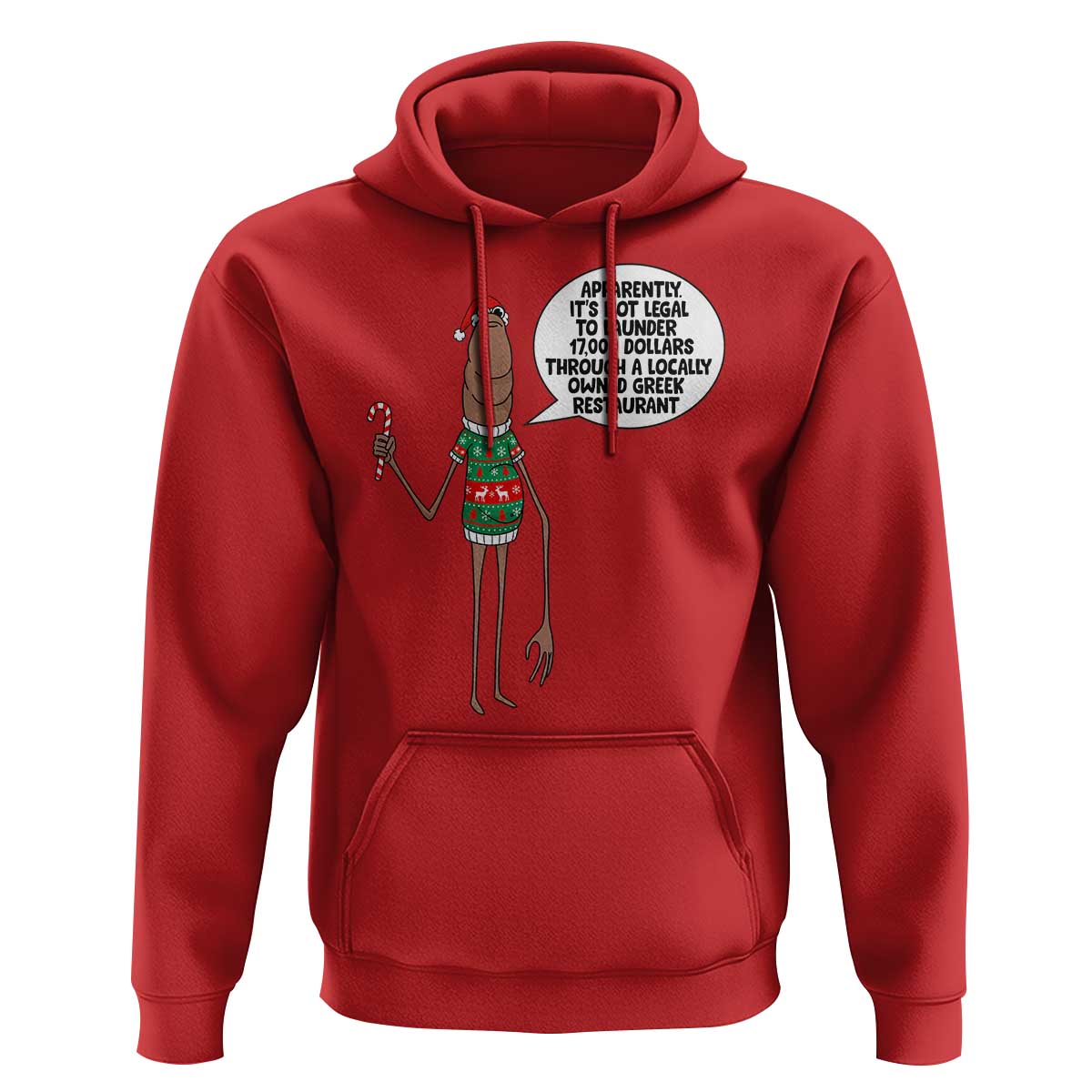 Marcus The Worm Christmas Meme Hoodie Locally Owned Greek Restaurant - Wonder Print Shop