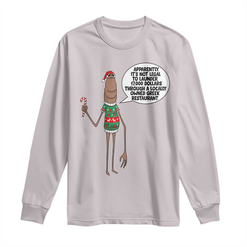 Marcus The Worm Christmas Meme Long Sleeve Shirt Locally Owned Greek Restaurant - Wonder Print Shop