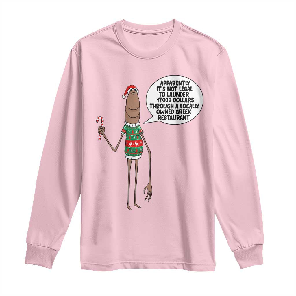 Marcus The Worm Christmas Meme Long Sleeve Shirt Locally Owned Greek Restaurant - Wonder Print Shop