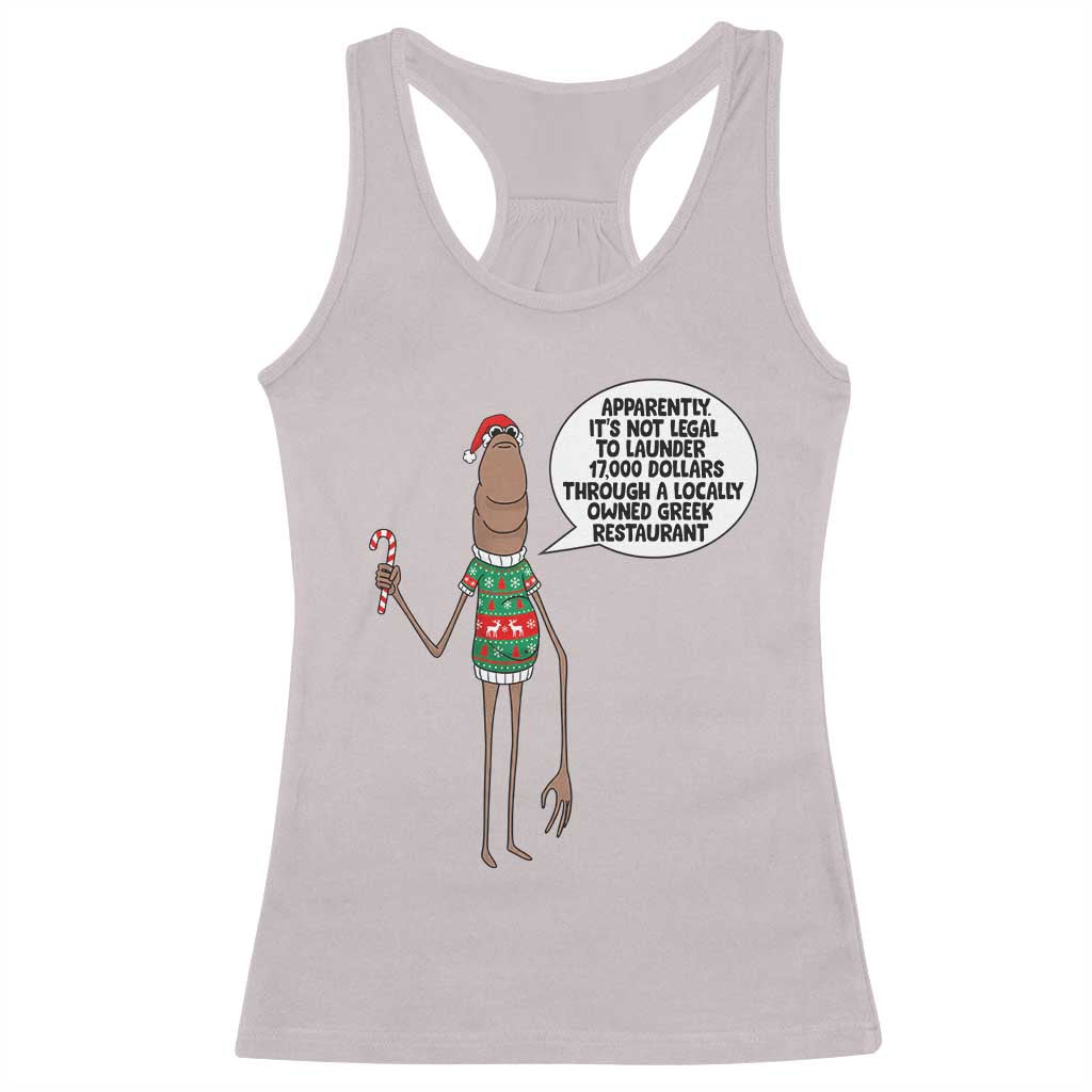 Marcus The Worm Christmas Meme Racerback Tank Top Locally Owned Greek Restaurant - Wonder Print Shop