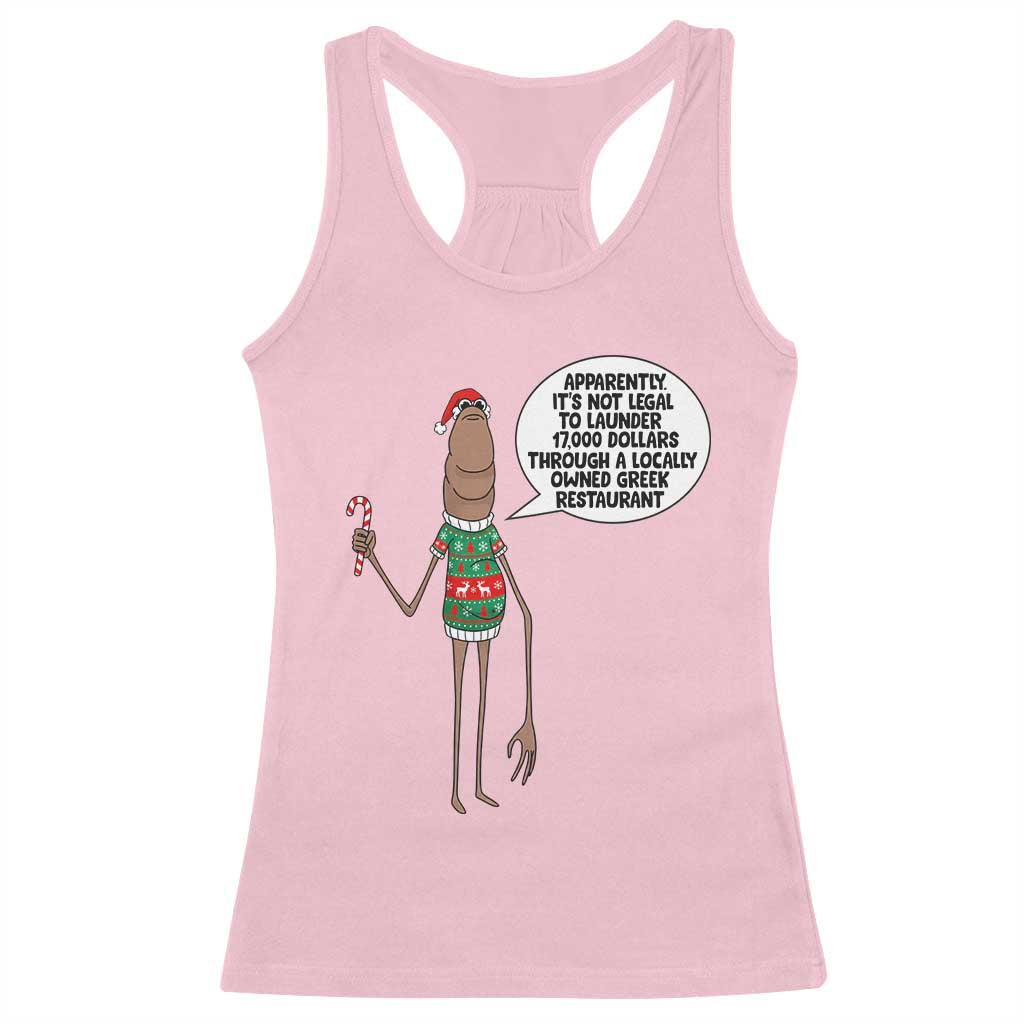Marcus The Worm Christmas Meme Racerback Tank Top Locally Owned Greek Restaurant - Wonder Print Shop