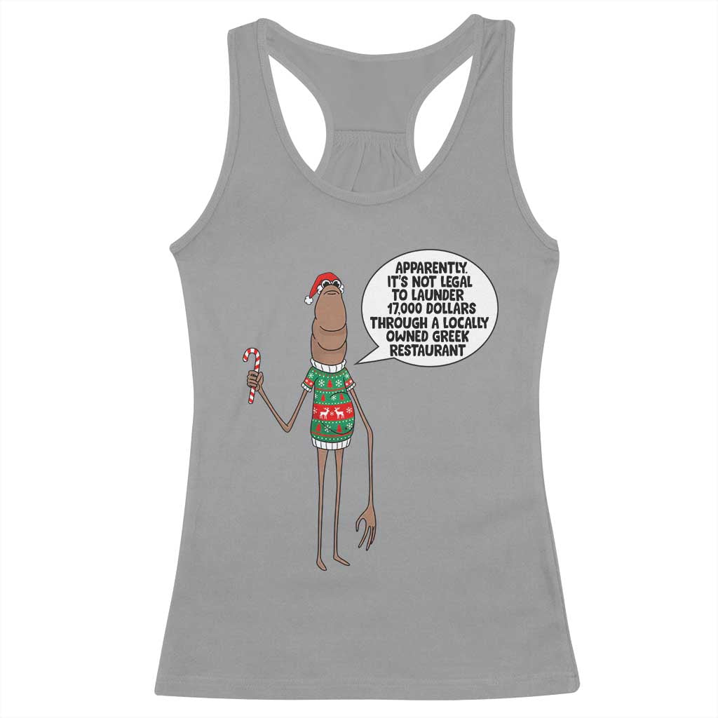 Marcus The Worm Christmas Meme Racerback Tank Top Locally Owned Greek Restaurant - Wonder Print Shop