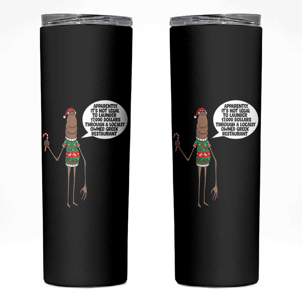 Marcus The Worm Christmas Meme Skinny Tumbler Locally Owned Greek Restaurant - Wonder Print Shop