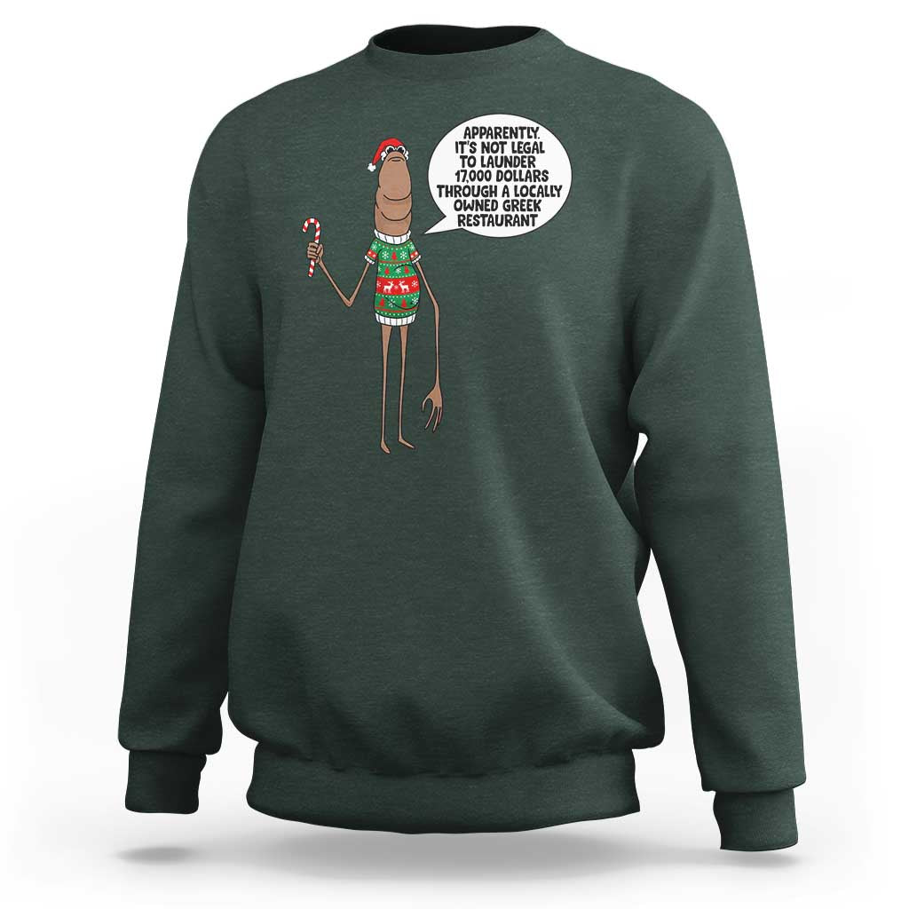 Marcus The Worm Christmas Meme Sweatshirt Locally Owned Greek Restaurant - Wonder Print Shop