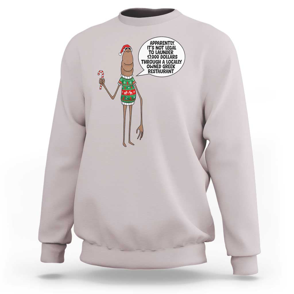 Marcus The Worm Christmas Meme Sweatshirt Locally Owned Greek Restaurant - Wonder Print Shop