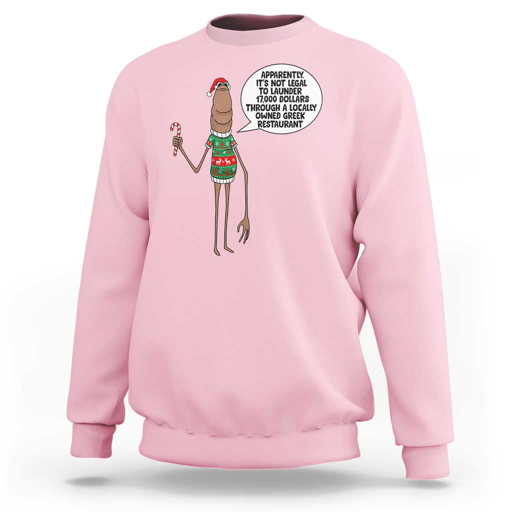 Marcus The Worm Christmas Meme Sweatshirt Locally Owned Greek Restaurant - Wonder Print Shop