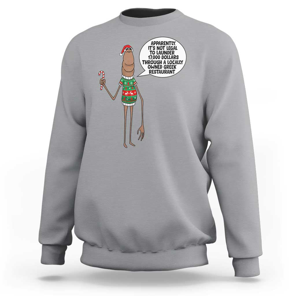 Marcus The Worm Christmas Meme Sweatshirt Locally Owned Greek Restaurant - Wonder Print Shop