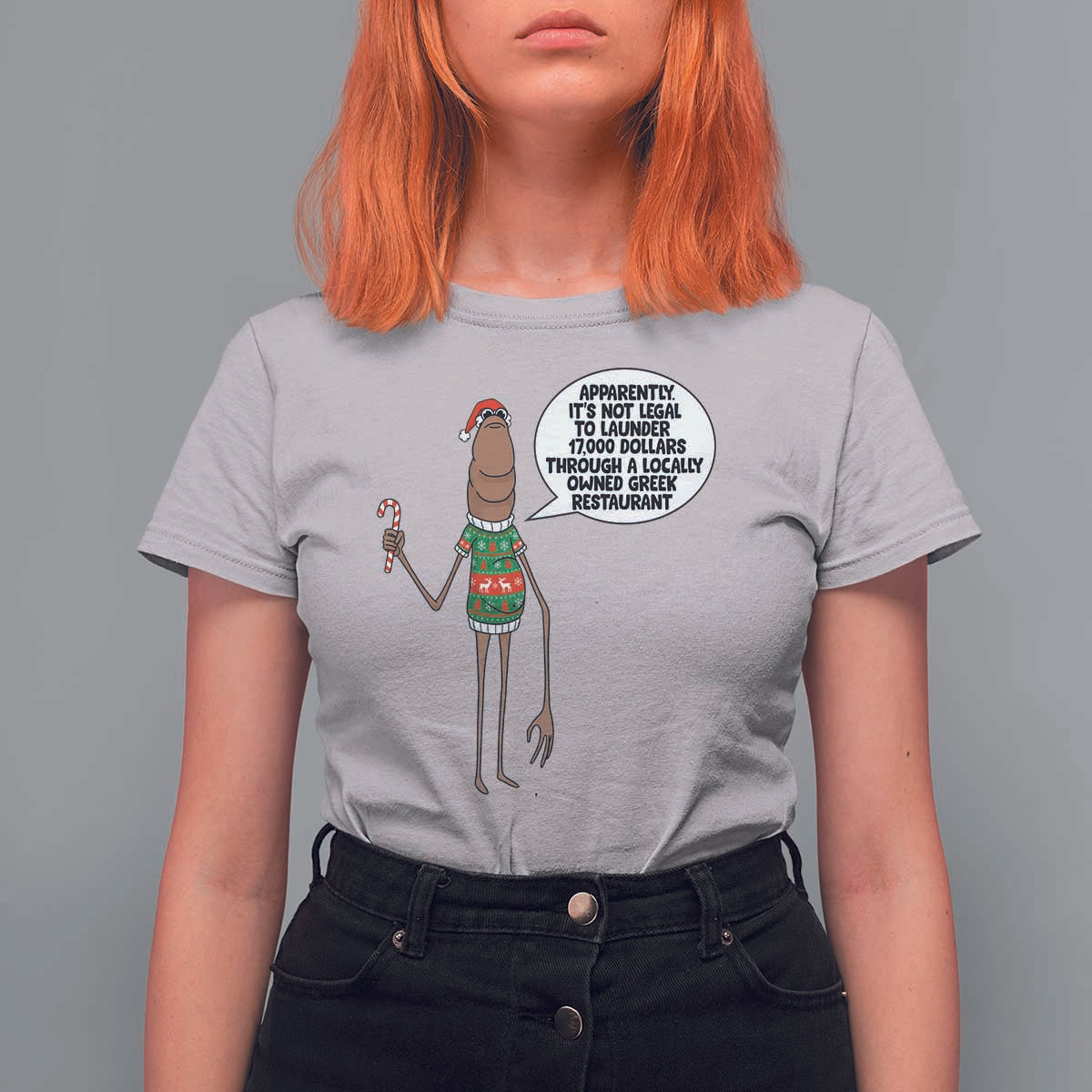 Marcus The Worm Christmas Meme T Shirt For Women Locally Owned Greek Restaurant - Wonder Print Shop