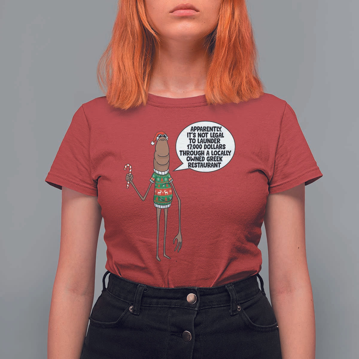 Marcus The Worm Christmas Meme T Shirt For Women Locally Owned Greek Restaurant - Wonder Print Shop