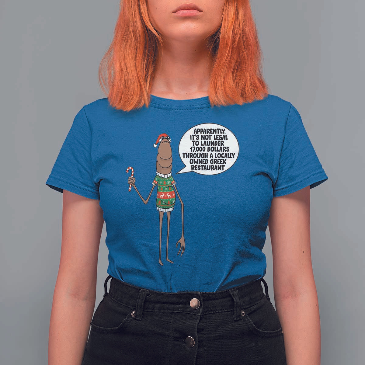 Marcus The Worm Christmas Meme T Shirt For Women Locally Owned Greek Restaurant - Wonder Print Shop