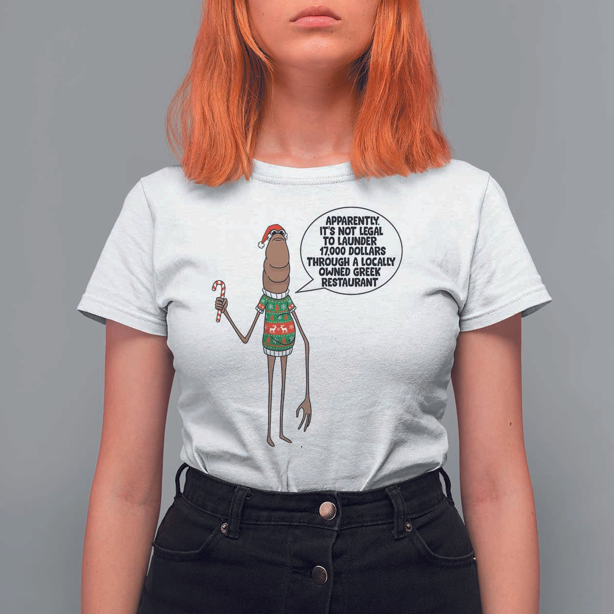 Marcus The Worm Christmas Meme T Shirt For Women Locally Owned Greek Restaurant - Wonder Print Shop
