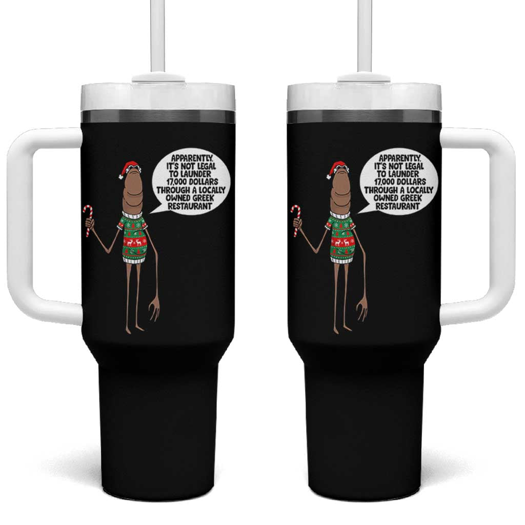 Marcus The Worm Christmas Meme Tumbler With Handle Locally Owned Greek Restaurant - Wonder Print Shop
