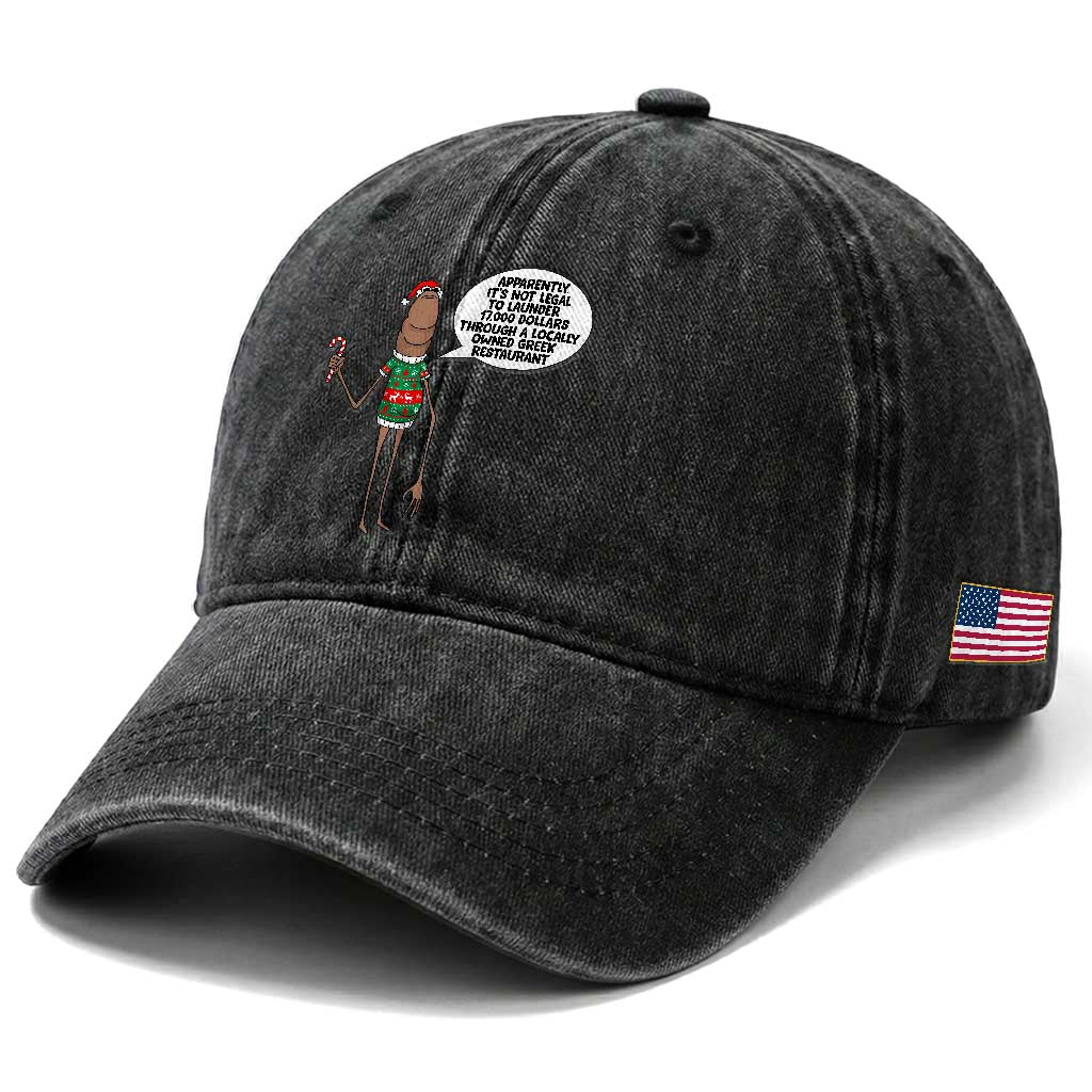 Marcus The Worm Christmas Meme Washed Cotton Baseball Cap Locally Owned Greek Restaurant
