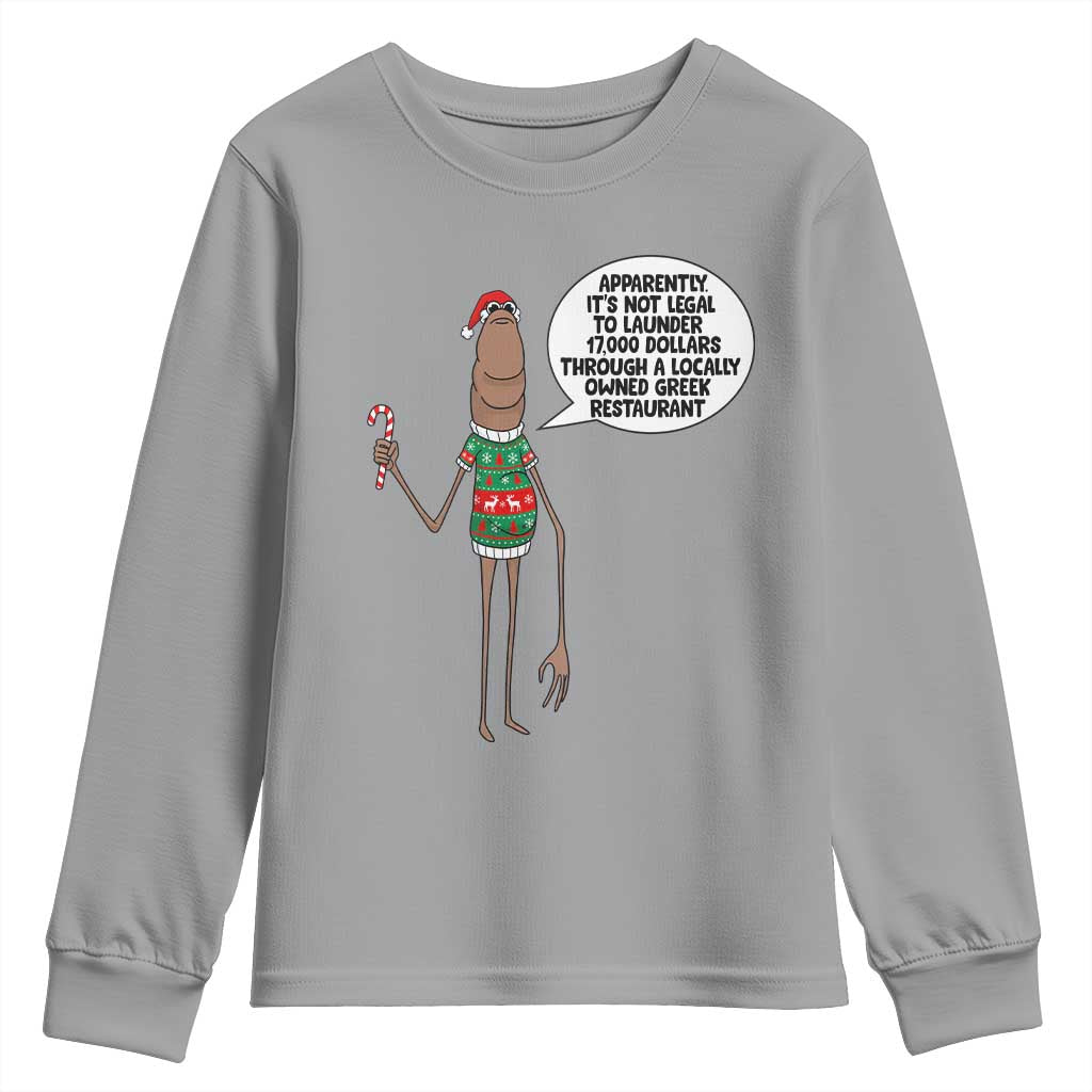 Marcus The Worm Christmas Meme Youth Sweatshirt Locally Owned Greek Restaurant - Wonder Print Shop