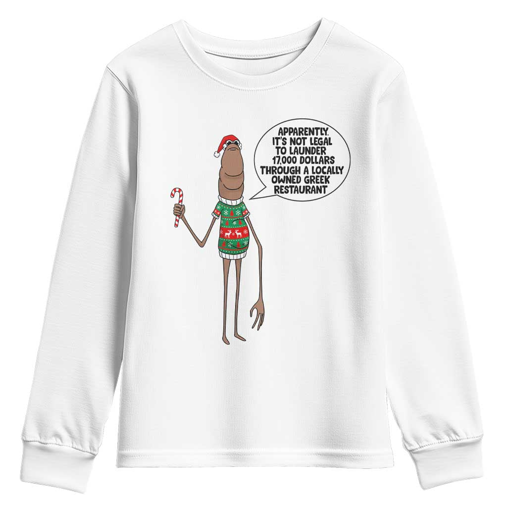 Marcus The Worm Christmas Meme Youth Sweatshirt Locally Owned Greek Restaurant - Wonder Print Shop