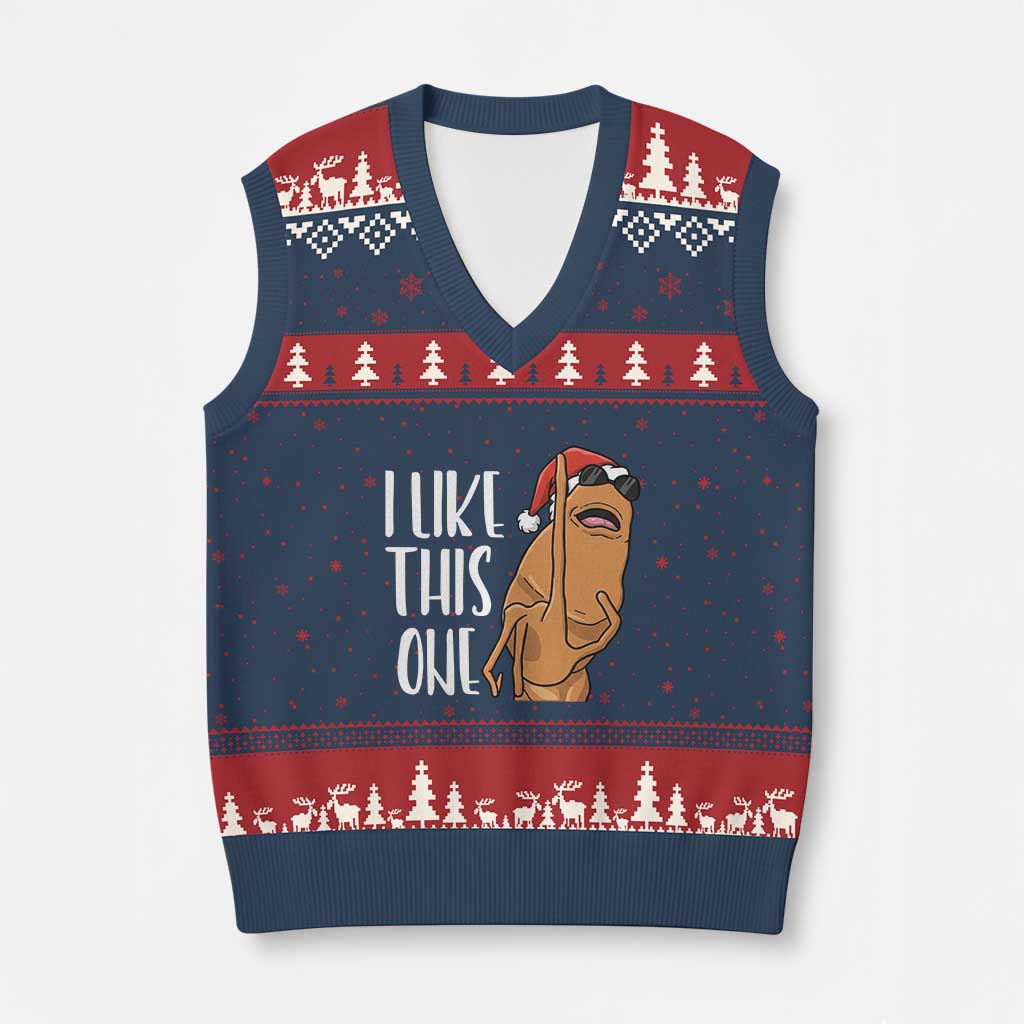 Marcus The Worm Xmas Meme V-Neck Knit Sweater Vest I Like This One - Wonder Print Shop