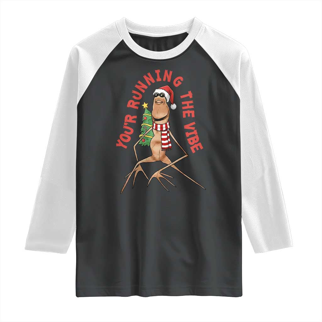 Marcus The Worm Christmas Meme Raglan Shirt You Are Running The Vibe - Wonder Print Shop