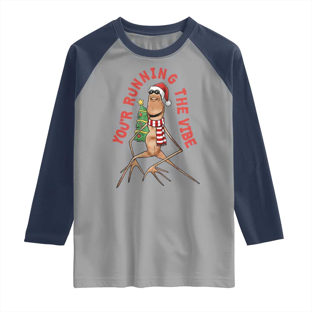Marcus The Worm Christmas Meme Raglan Shirt You Are Running The Vibe - Wonder Print Shop