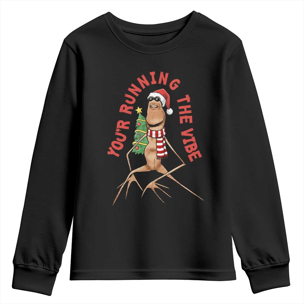 Marcus The Worm Christmas Meme Youth Sweatshirt You Are Running The Vibe - Wonder Print Shop