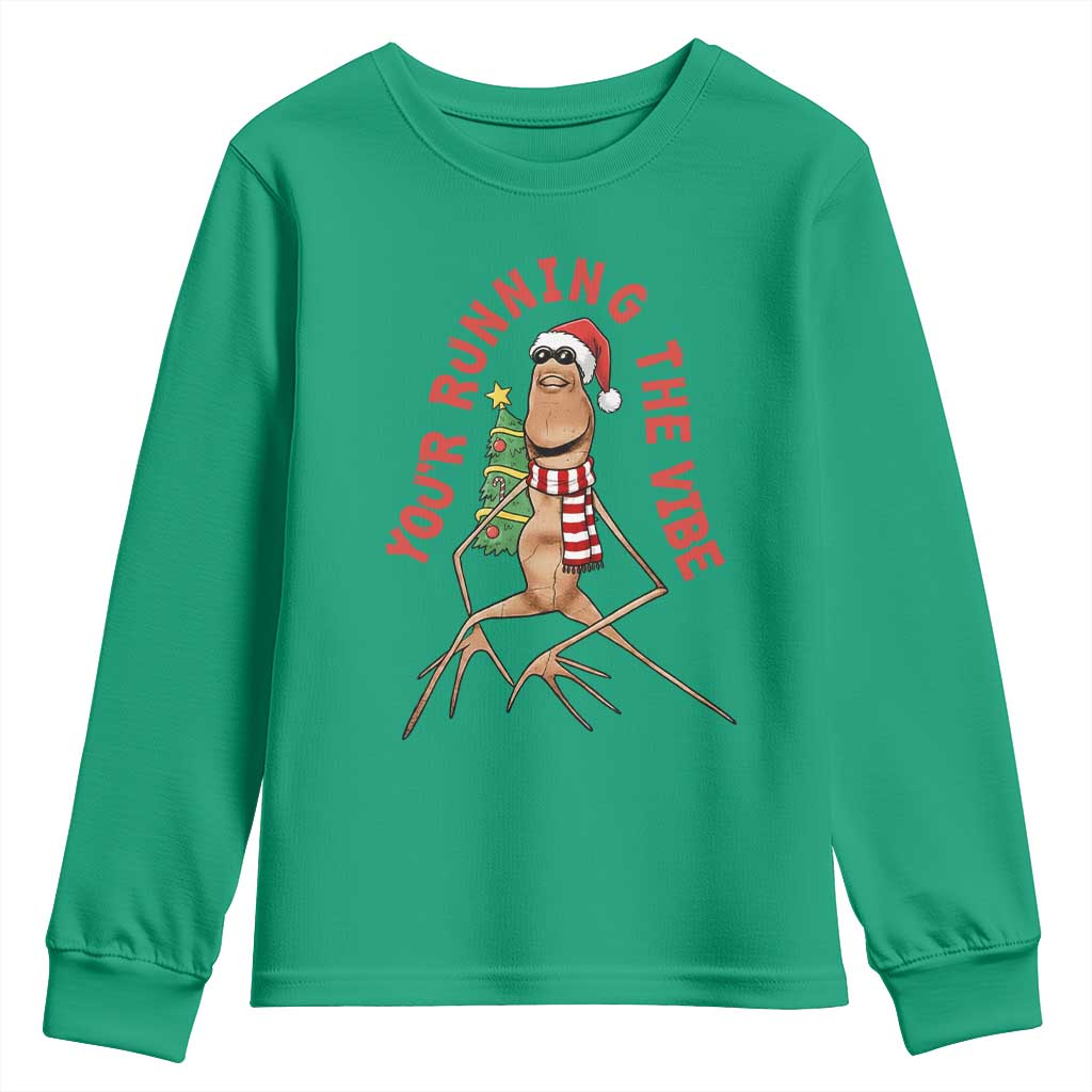 Marcus The Worm Christmas Meme Youth Sweatshirt You Are Running The Vibe - Wonder Print Shop