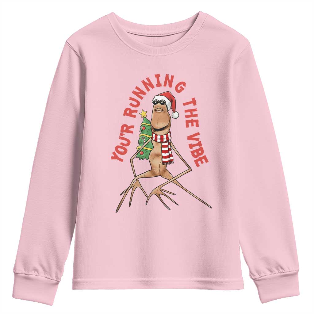 Marcus The Worm Christmas Meme Youth Sweatshirt You Are Running The Vibe - Wonder Print Shop