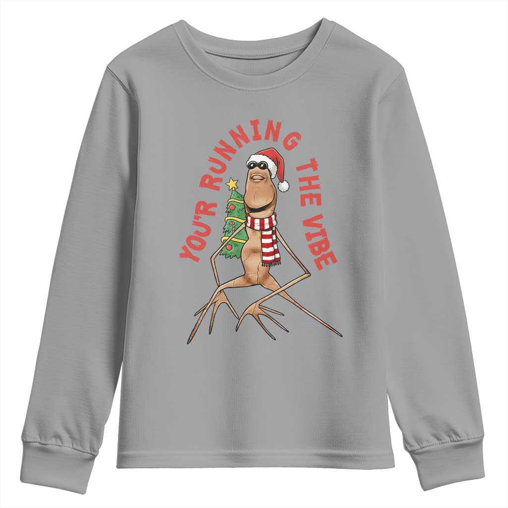 Marcus The Worm Christmas Meme Youth Sweatshirt You Are Running The Vibe - Wonder Print Shop