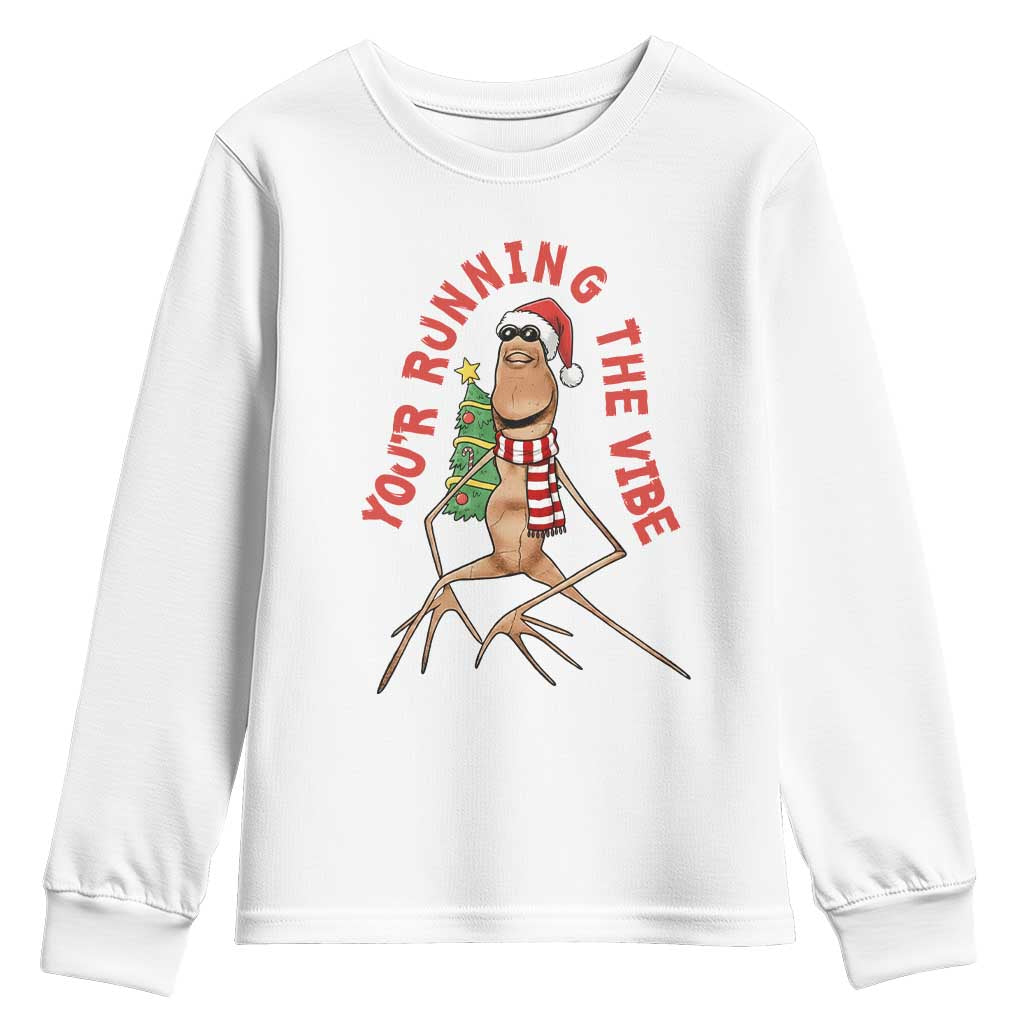 Marcus The Worm Christmas Meme Youth Sweatshirt You Are Running The Vibe - Wonder Print Shop