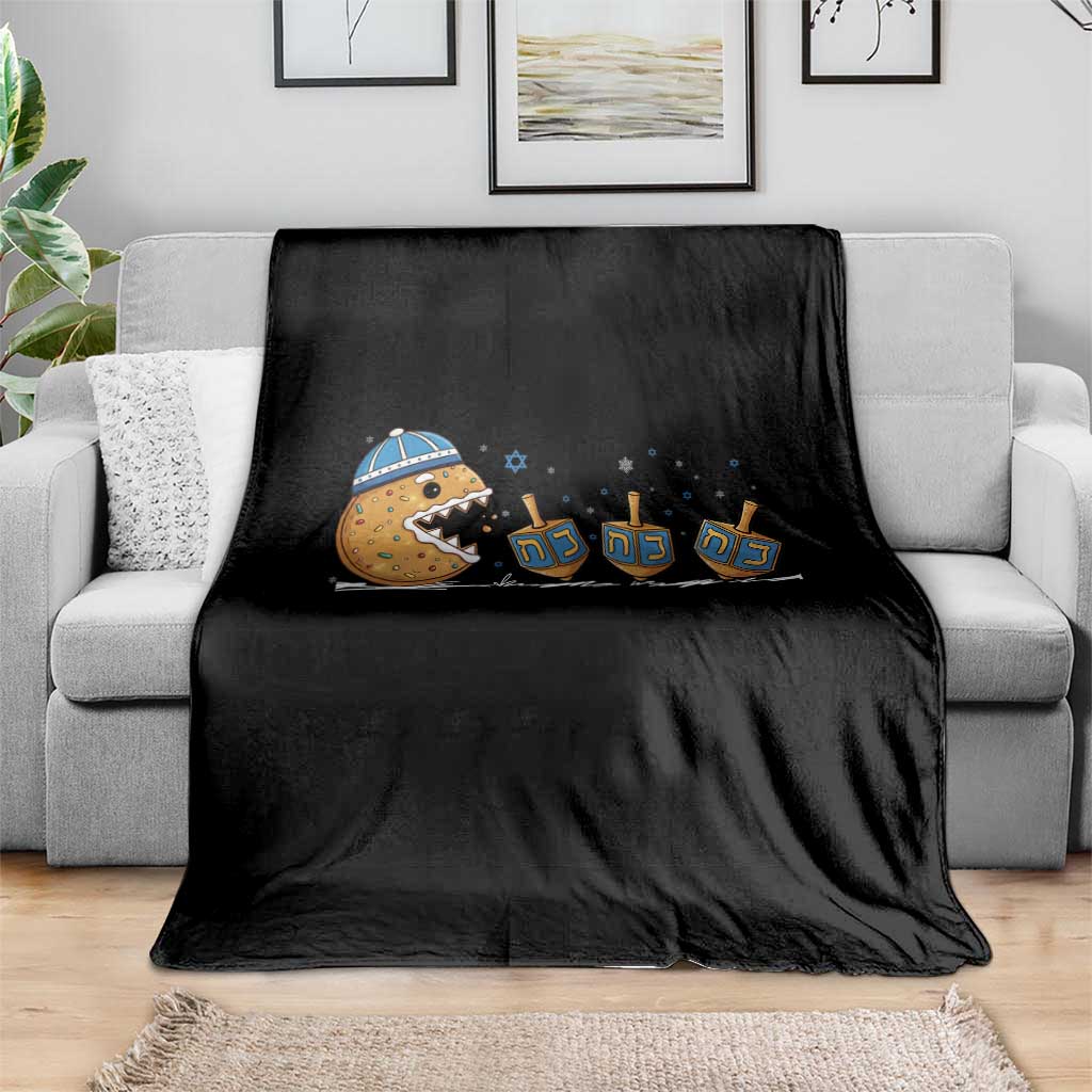 Funny Hanukkah Throw Blanket Donut Chasing Flames Jewish - Wonder Print Shop