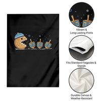 Funny Hanukkah Garden Flag Donut Chasing Flames Jewish - Wonder Print Shop