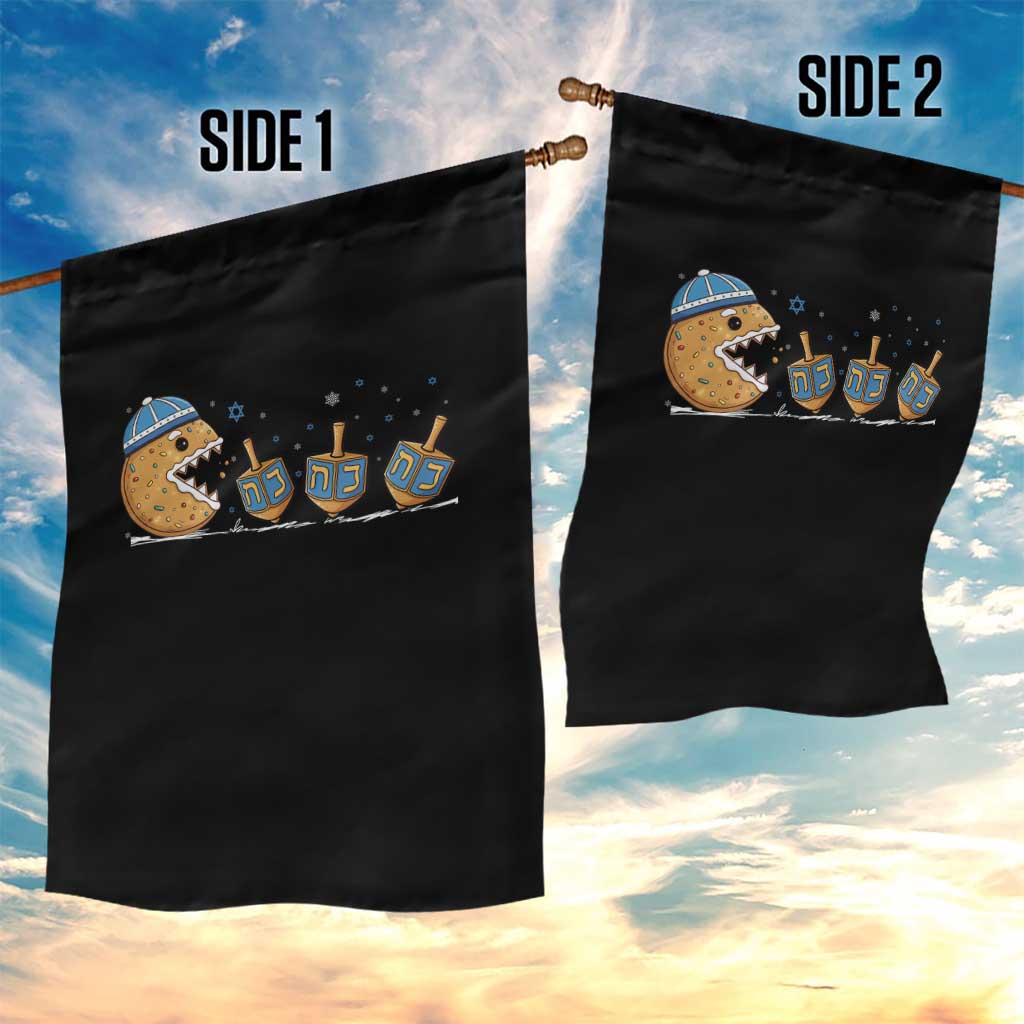Funny Hanukkah Garden Flag Donut Chasing Flames Jewish - Wonder Print Shop