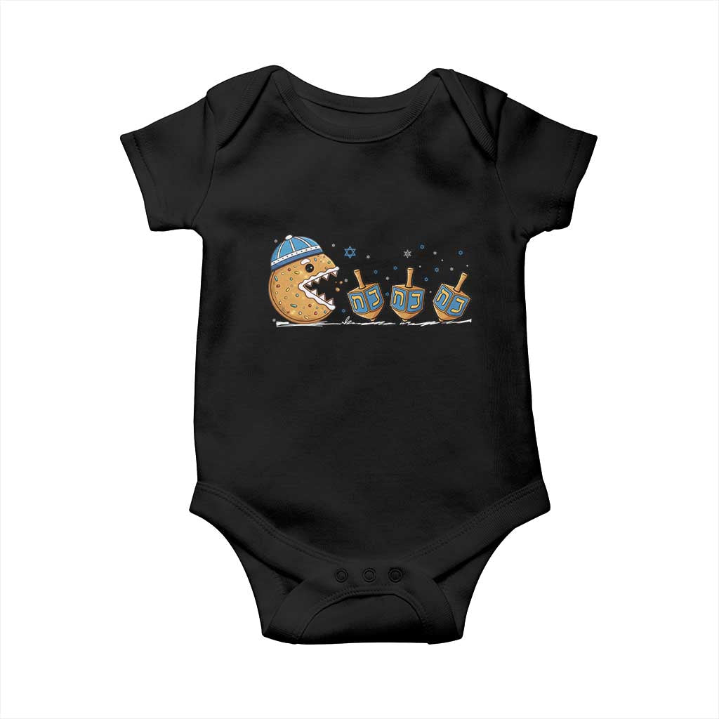 Funny Hanukkah Baby Onesie Donut Chasing Flames Jewish - Wonder Print Shop