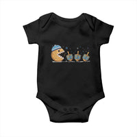 Funny Hanukkah Baby Onesie Donut Chasing Flames Jewish - Wonder Print Shop