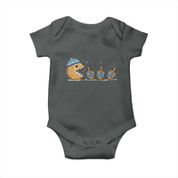 Funny Hanukkah Baby Onesie Donut Chasing Flames Jewish - Wonder Print Shop
