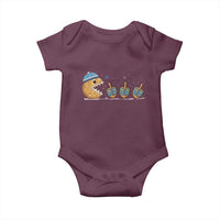 Funny Hanukkah Baby Onesie Donut Chasing Flames Jewish - Wonder Print Shop
