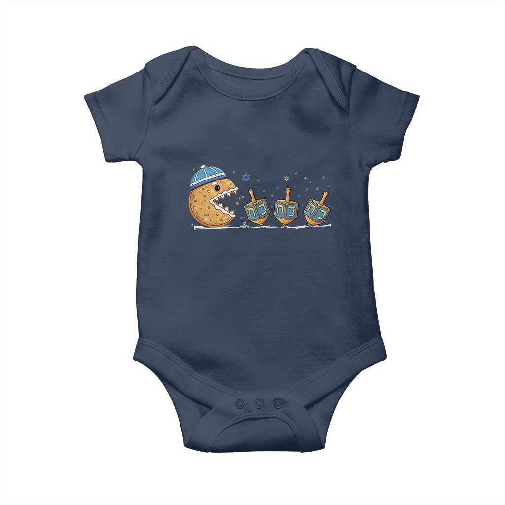 Funny Hanukkah Baby Onesie Donut Chasing Flames Jewish - Wonder Print Shop