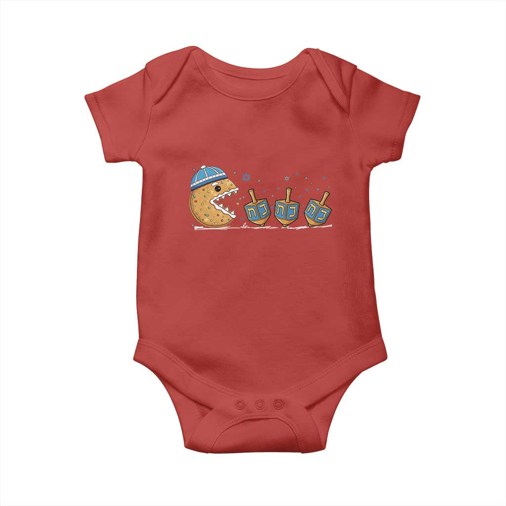 Funny Hanukkah Baby Onesie Donut Chasing Flames Jewish - Wonder Print Shop