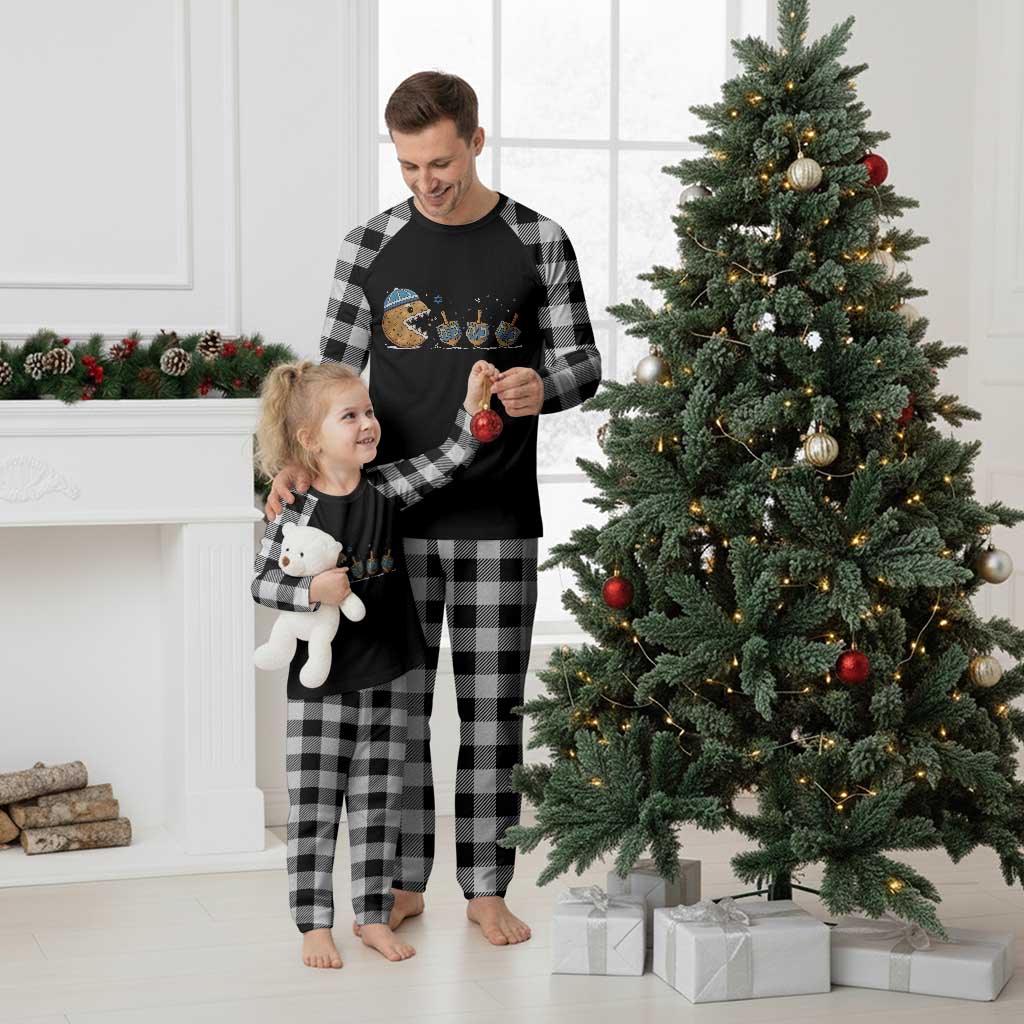 Funny Hanukkah Plaid Pajama Set Donut Chasing Flames Jewish - Wonder Print Shop