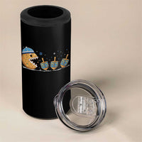 Funny Hanukkah 4 in 1 Can Cooler Tumbler Donut Chasing Flames Jewish - Wonder Print Shop