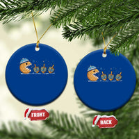 Funny Hanukkah Ceramic Ornament Donut Chasing Flames Jewish - Wonder Print Shop