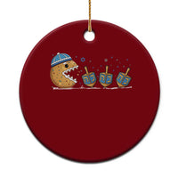 Funny Hanukkah Ceramic Ornament Donut Chasing Flames Jewish - Wonder Print Shop